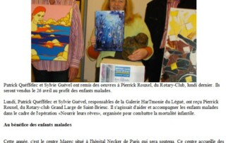 Sylvie Guével et des artistes de la Galerie HarTmonie offrent des oeuvres pour la vente aux enchère du Rotary club en 2009
