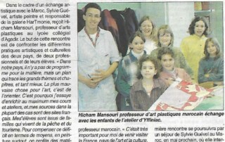 Hicham Mansouri, professeur d'art plastique au Maroc, invité par Sylvie Guével artiste peintre de l'atelier " Terre d'Harmonie" d'Yffiniac