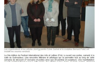 Festival des arts et des lettres à Pléneuf Val André où Sylvie Guével a été primée