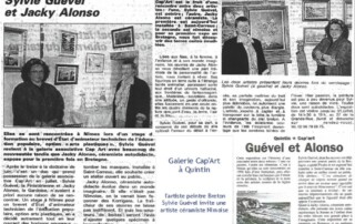 Sylvie Guével expose à la Galerie Cap'Art de Quintin en 1998 avec la sculptrice Jacky Alonso