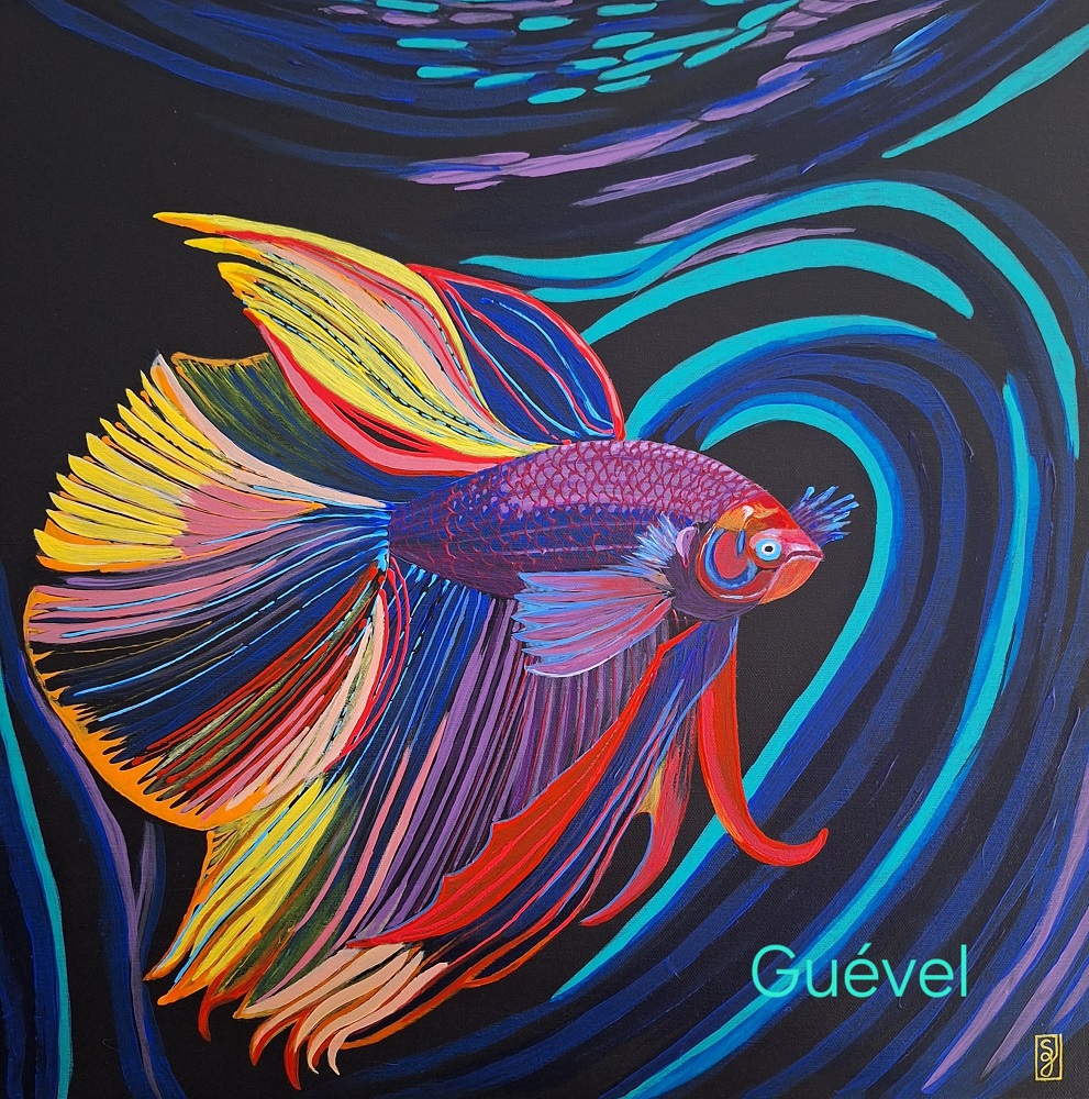 Tableau POP d'un poisson combatant en couleurs