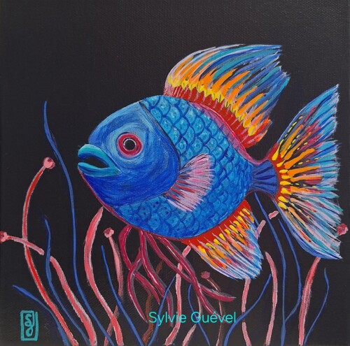 Tableau de Sylvie Guével représentant un poisson coloré