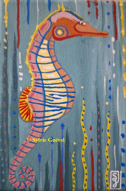 Tableau POP représentant un hyppocampe