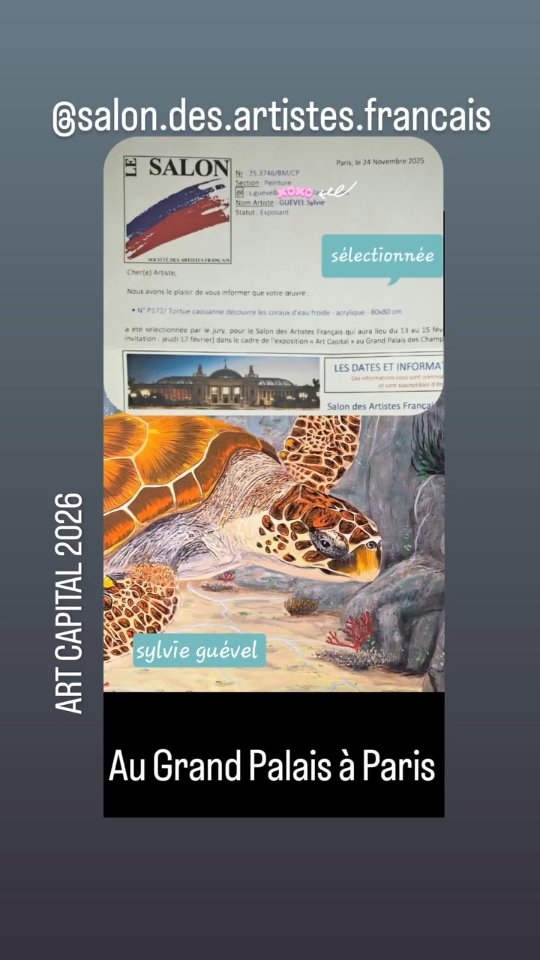 Sélection d'un tableau de Sylvie Guével au Salon des Artistes Français au Grand Palais à Paris, dans le cadre de l'exposition Art Capital