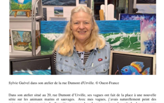 Article du Ouest-France qui informe sur les oeuvres de Sylvie Guével qui veut sensibiliser à l'extinction des espèces animales