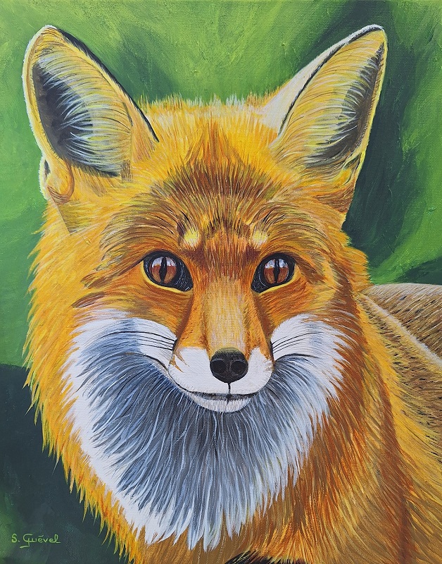 Tableau de Sylvie Guével qui représente un renard flamboyant
